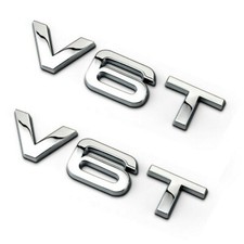 2x V6T Chrome Badge Pair Emblem Decal Logo For  Wing Side Fender Rear Boot