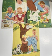 Lot Of 3 Vintage Children s Nursery Room Prints From 1947 12 X 9 3/4