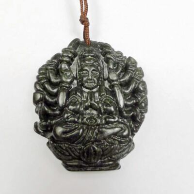 Black Green Jade Amulet Pendant  B034