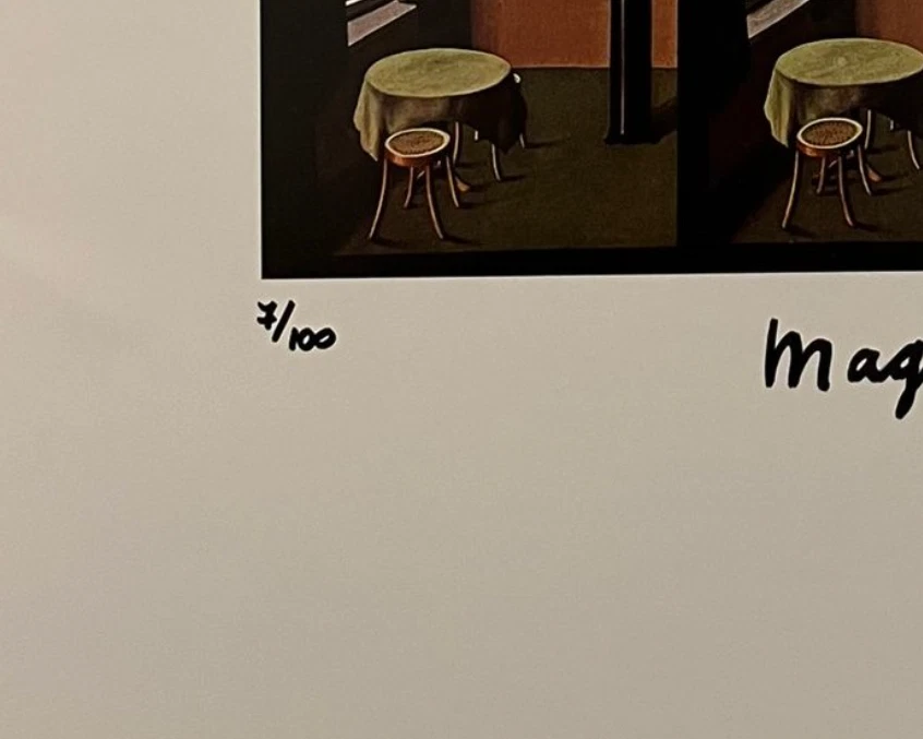René Magritte, Litografía Original Firmada a Mano con Certificado de Autenticidad y Valoración de $3,500 Foto 4 de 4