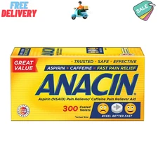 Anacin Fast Pain Relief Pain Reducer Aspirin Tablets, 300 Tablets