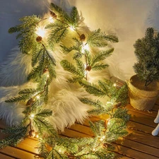 Pre Lit Christmas Garland with Lights Door Wreath Fireplace Christmas Decoration
