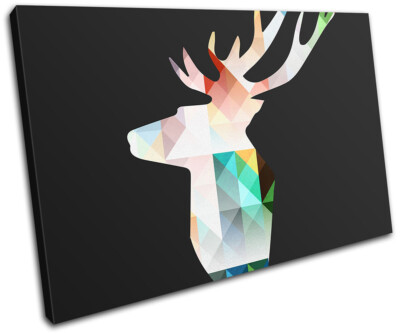 Deer Elk Stag Geometric Modern Animals SINGLE Leinwand Kunst Bild drucken