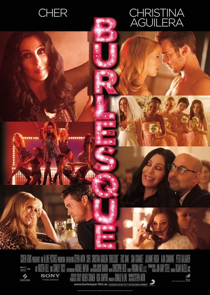 BURLESQUE MOVIE POSTER 2 Sided ORIGINAL VF 27x40 CHER CHRISTINA