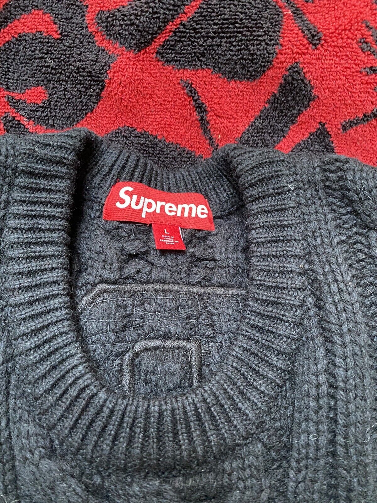 Supreme Applique Cable Knit Sweater In Hand | eBay