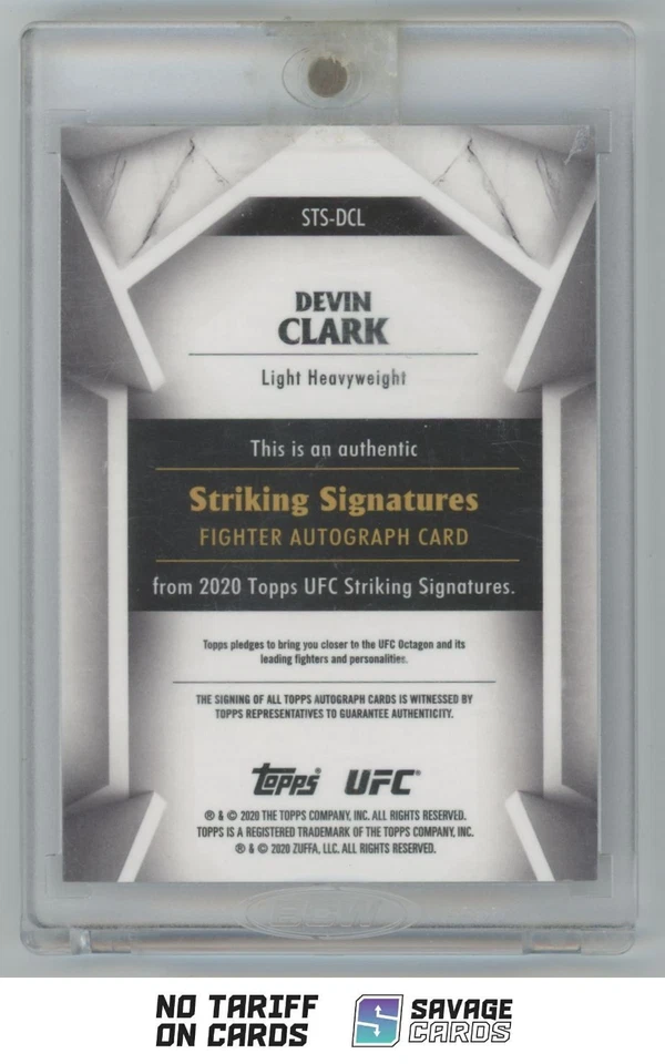 2020 Topps UFC Auto Devin Clark /369 #STS-DCL - Image 2 of 3