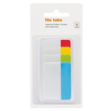 4pk 36ct Multicolor File Tabs 2x1.5, Removable Plastic Office