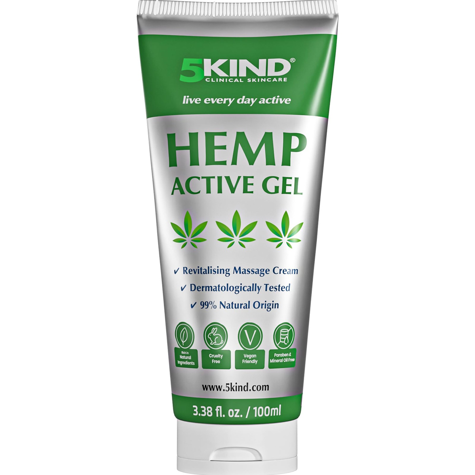 5kind Hemp Active Gel 100ml - High Strength 100 ml (Pack of 1), -