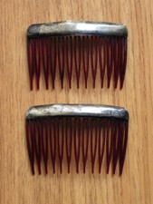Vintage 2 Mexico 925 Sterling Silver Acrylic Boho Chic Hippie Hair Combs
