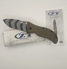 Zero Tolerance 0350TS S30V Drop Point Pocket Knife G-10 Olive Black Tiger Stripe