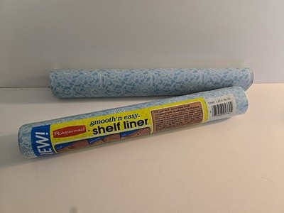 Vtg 1985 Rubbermaid Smooth 'N Easy Shelf Liner Blue Floral Cottagecore Lot 2