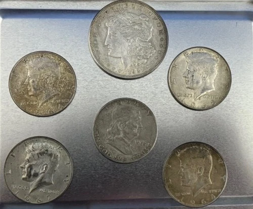 US Kennedy & Franklin Half Dollar Coins Lot of 5 Circulated Business Strike