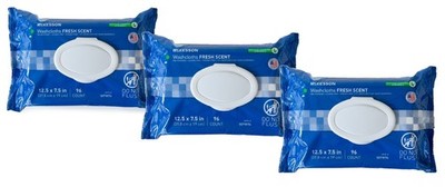 NEW! McKesson BEST Washcloth Wipes for Adults, Scented (3 Pack, 96) Disposable