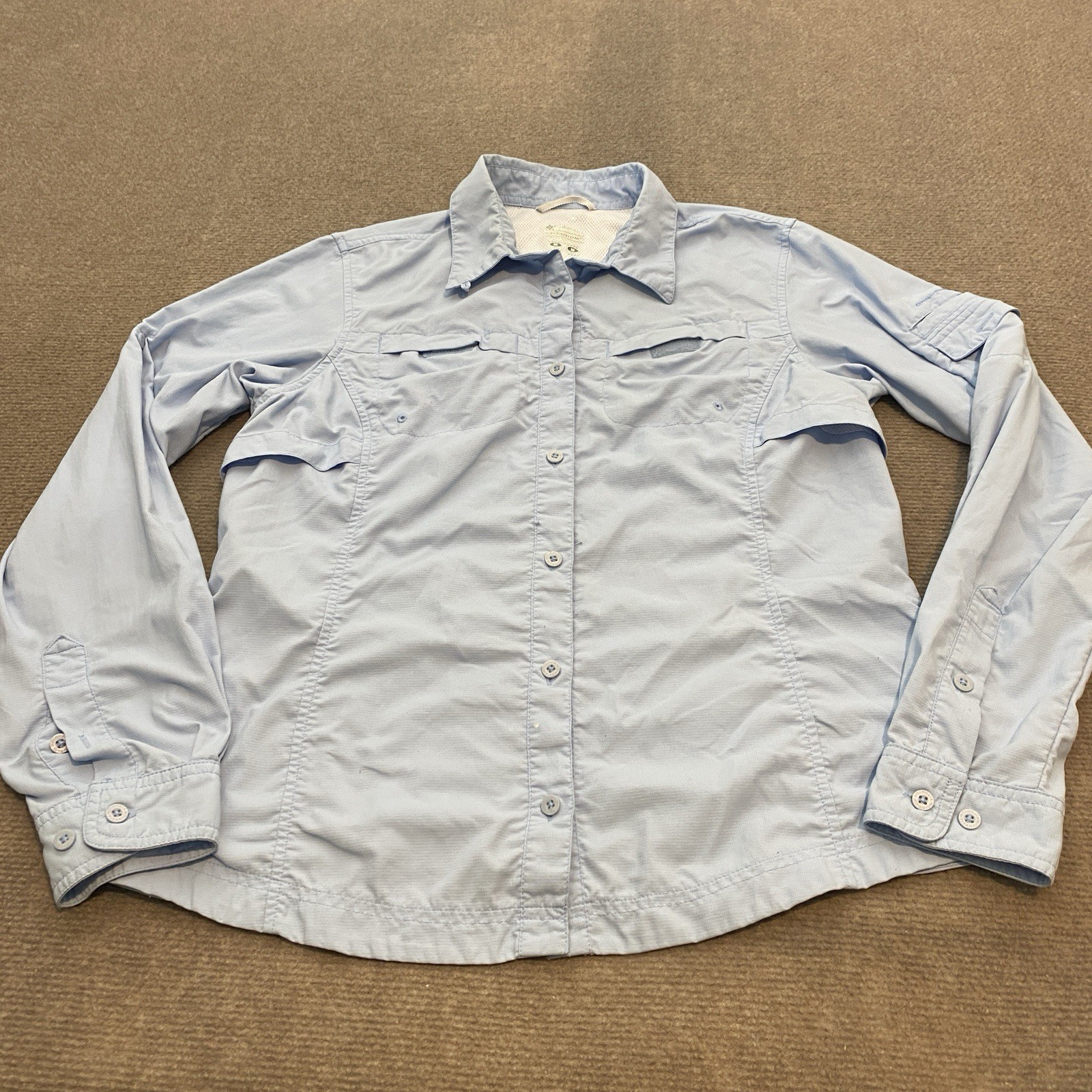 Columbia Titanium Shirt Blue Long Sleeve Outdoors Womens Medium Blue Fishing