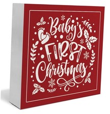 Baby's First Christmas Wooden Box Sign, 003-Christmas style one decor signs