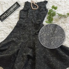 DOLCE & GABBANA Dress Size 40 A-Line Black Silk Blend Embroidery 96cm Length