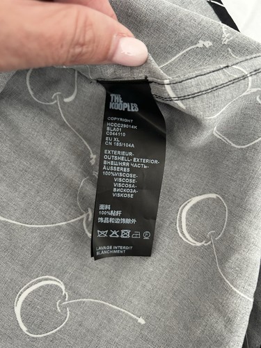 Camicia uomo The Kooples nuova con etichetta stampa ciliegia manica corta tessuto bottoni taglia XL - Foto 9 di 10