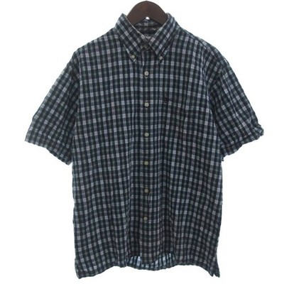 VAN JACKET VAN JAC Buttondown Check Shirt Short Sleeve Cotton Navy Blue系 L ECT