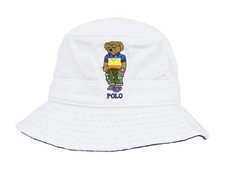 Polo Ralph Lauren Polo Bear Preppy Bear Safari Bucket Hat Cap - White