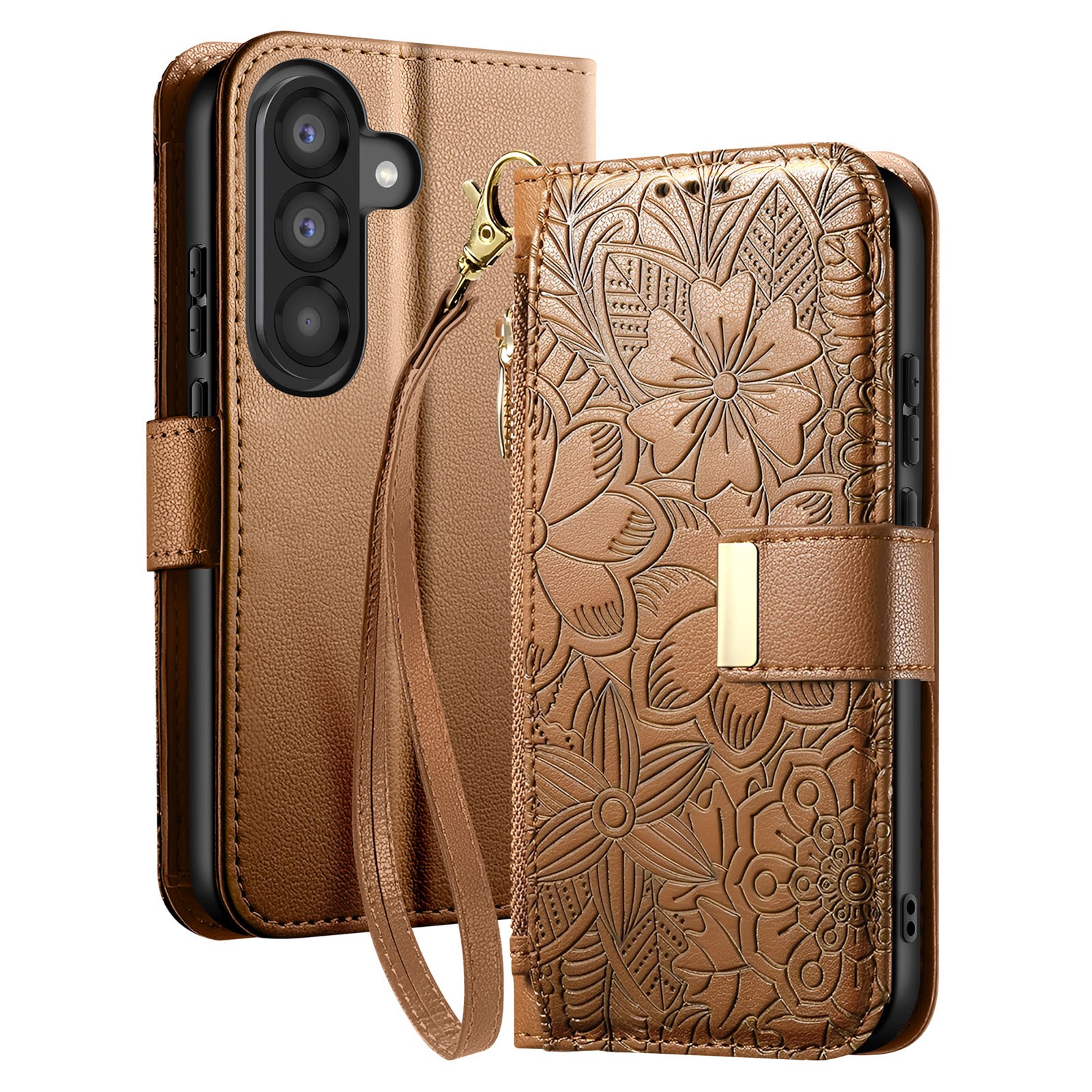 Coque Galaxy A37 portefeuille avec grand compartiment zippé pour ranger la monnaie