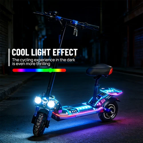PORIYA 2000W Electric Scooter w/RGB Light 50KM/H Foldable Adult Off Road E-Bike