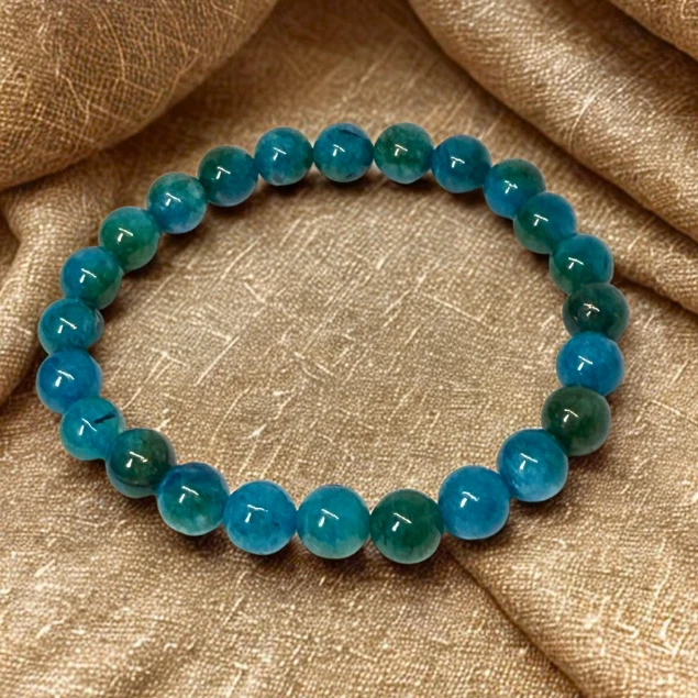 天然太平洋蓝色磷灰石串珠手链 8 毫米精神治疗珠宝 — 第 3/4 张图片