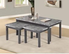 Lucy (2+1) Coffee With 2 Side Tables MDF Wooden Marble Effect Nest Marble Look