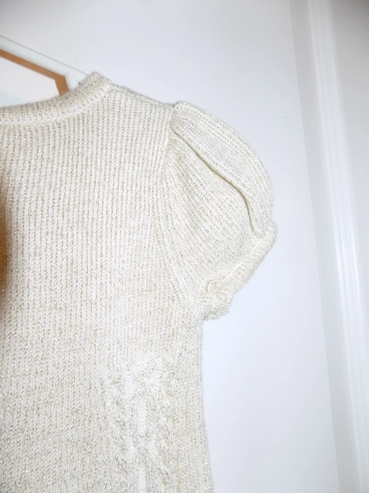 Suéter Vestido GYMBOREE Dorado Holiday Brillo Tejido con Cable Brillante Talla 12-18M Crema Foto 4 de 4