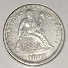 1891 O United States Seated Liberty Silver Dime - High Grade Details EF