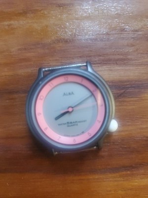 Cute Vtg Alba Matte Gray & Pink 5Bar Quartz Woman's Watch Japan EUC