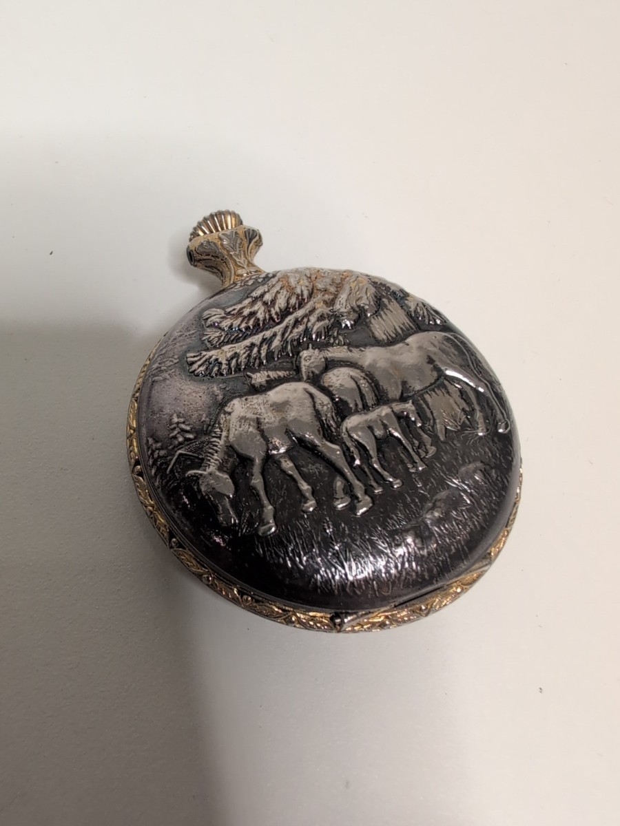 Vintage Pocket Watch Andre Rivalle 17 Jewels, Swiss Made Horse