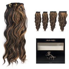 AIMEI 4 Pieces Clip In Hair Natural as Human Hair Extensions Long Wavy 20 Inches