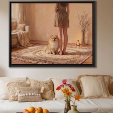 Pomeranian Oil Painting Dog Portrait Canvas Living Room Decor Pet Lovers Artwork