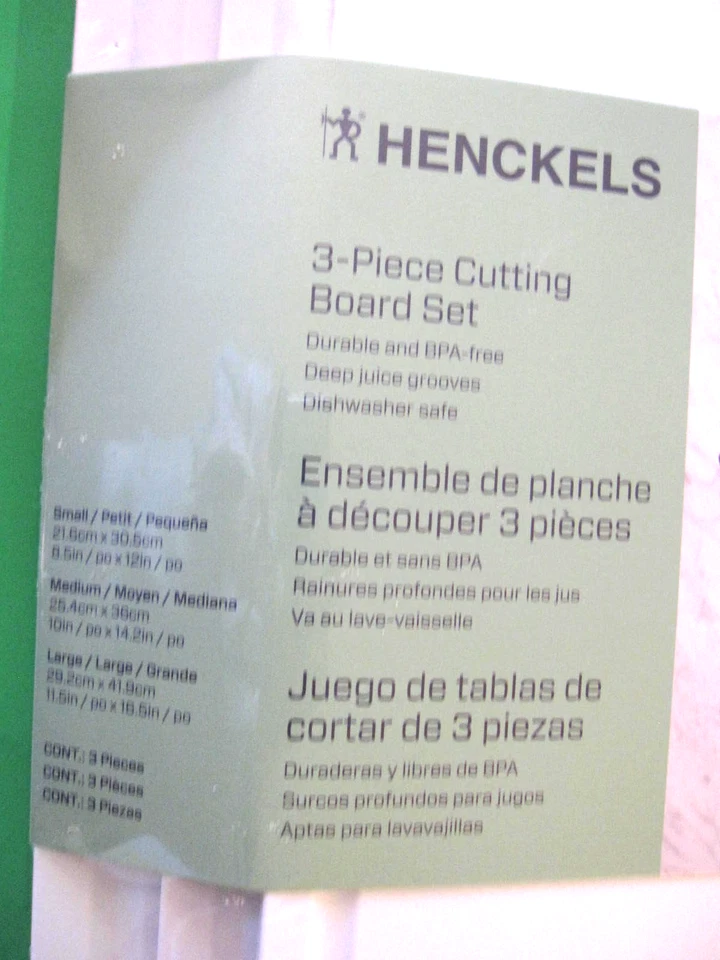 NEW Henckels 3 Piece White Cutting Board Set  L 16.5, M 14.2, S 12" Rectangular - Image 2 of 4