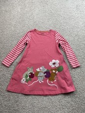Mini Boden Girls Big Appliqu Jersey Dress Girls 5-6 Yrs Pink Mice Embroidered