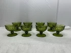 Set of 8 Indiana Glass Whitehall Green Footed Sherbet Dessert 5 oz Glasses VTG