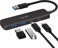 Dual USB C USB A 3.0 Hub: USB Hub 4 Ports with 2 USB-C 3.0 and 2 USB-A 3.0,