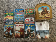 ROY ROGERS Vintage COMIC Bundle (18) w/Roy & Trigger Tin Comic Caddy & T-Shirt