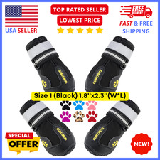 Dog Shoes Size 1 Small Breeds   Waterproof Paw Protectors Anti-Slip Boots Black