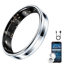 Slim Smart Ring for Women Men, Ultra Thin Health Tracker Silver 8
