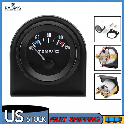 #ad 2#x27;#x27; 52mm Universal 40 120℃ Auto Water Temperature Temp Gauge Meter w Sensor 12V $12.58