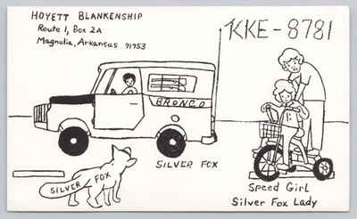 Amateur Folk Art Hand Drawn Magnolia Arkansas Bronco Silver Fox Speed QSL Radio 