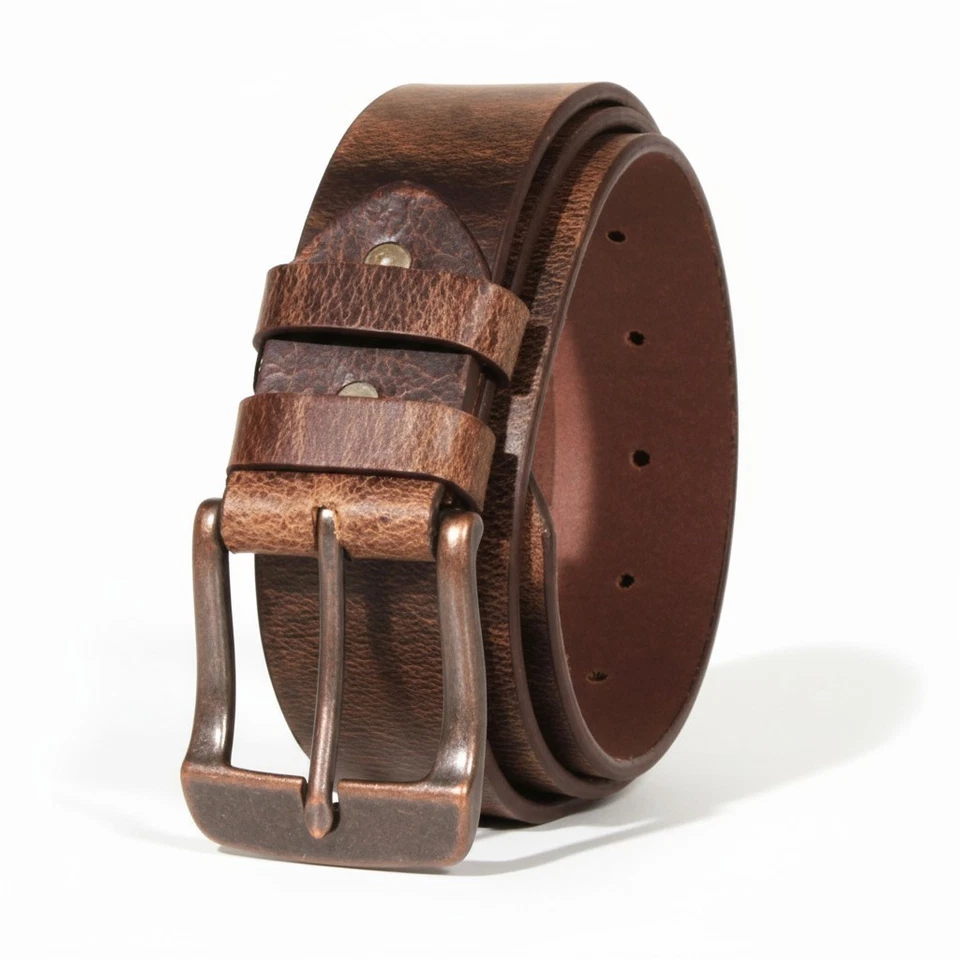Men's Genuine Buffalo FULL GRAIN Leather Belt, 1 1/2" width, Handmade, By Amish - Image 3 of 4