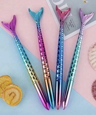 MERMAID FISH TAIL SHAPE PEN GIRLS BOYS CHILDRENS NOVELTY SCHOOL BAG GIFT IDEA
