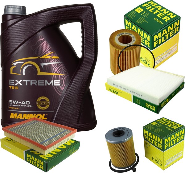 Mann Inspektionspaket 5L Mannol Extreme 5W-40 FüR Opel Astra G Caravan 1.7 Cdti-image