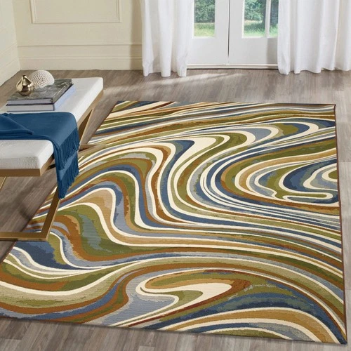 Marina Indoor/Outdoor Power Loomed Synthetic Blend Low Profile Area Rug - Tra... - Picture 1 of 9