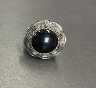 Silver tone Black Cabochon Scarf Slide Stretch Ring Western Wear Country Cowgirl — photo 4