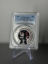 2022 Solomon Islands 1/2 Dollar Coin Qatar FIFA World Cup PCGS MS68 Top Pop 1/0