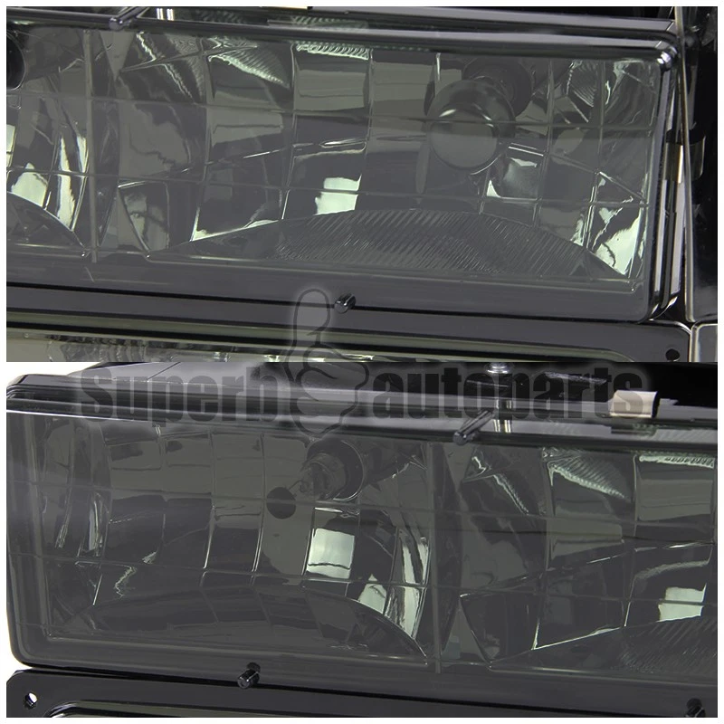 Fits 1994-1998 Chevy C10 C/K 1500 2500 3500 Headlights Front Corner Bumper Smoke - Image 4 of 4