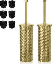 Toilet Bowl Brush and Holder Set 2 Pack with 4 Extra Brush Heads Gold Extra